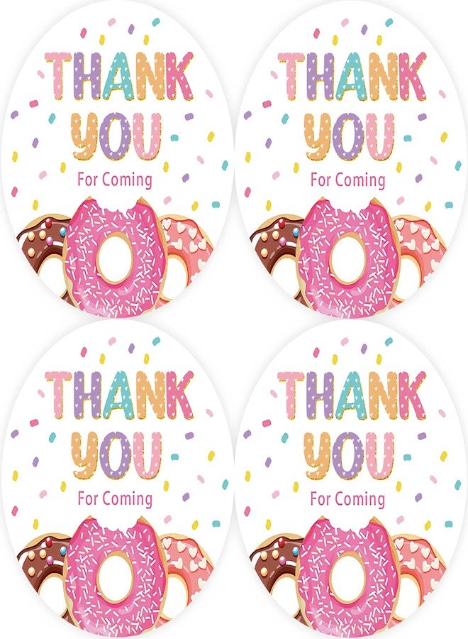 FORSHEEP 40pcs Donut Thank You Stickers, Donut Birthday Round Stickers, Thank You A Hole Bunch for Coming Gift Labels for Gender Reveal/Sweet Themed Party Favors - Image 1